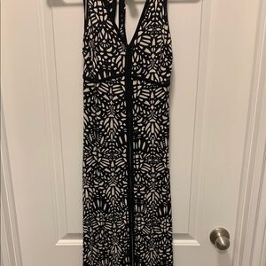 Black and champagne logo dress